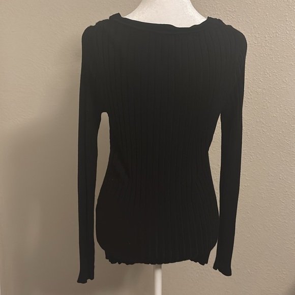 White House Black Market Black Ribbed Knit Sweater in size Medium - Picture 2 of 3